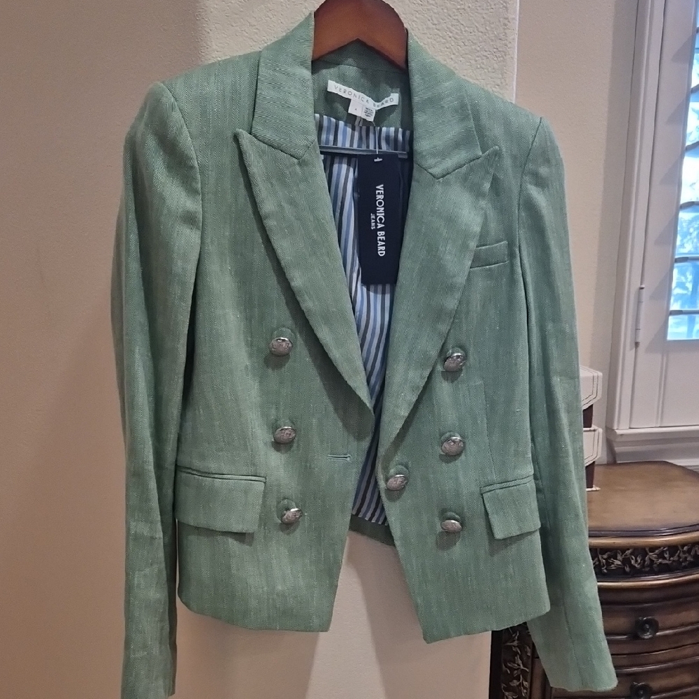 NWT Veronica Beard Sage Dickey Blazer with Metallic Buttons
